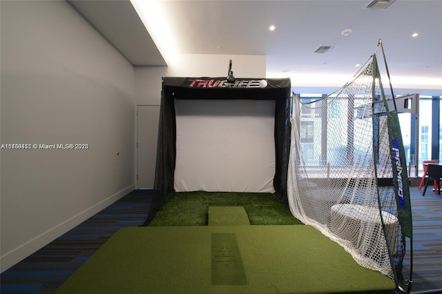 playroom featuring golf simulator