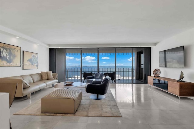 living room with expansive windows