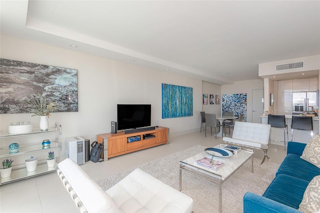 view of tiled living room