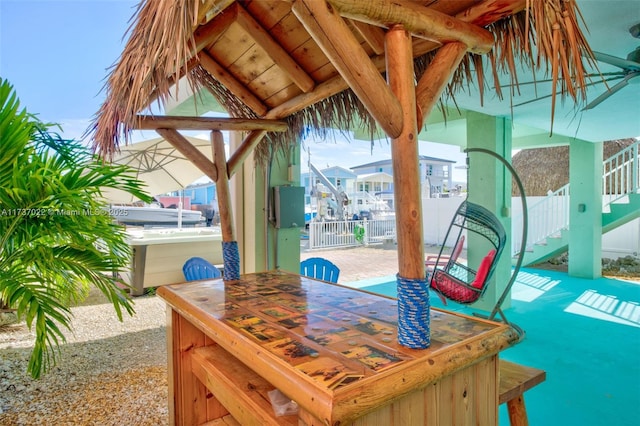 view of patio / terrace featuring a jacuzzi