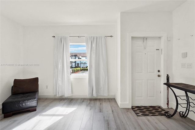 entrance foyer with light hardwood / wood-style floors