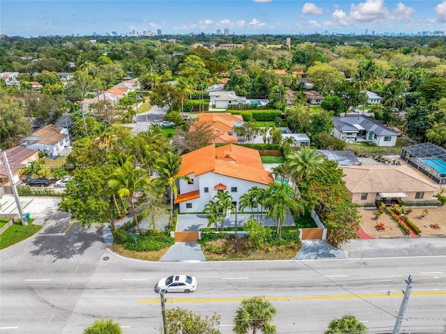 aerial view with a residential view