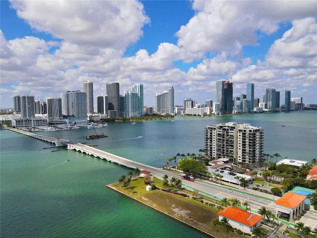 801 N Venetian Dr Unit 201, Miami, FL 33139 - drone / aerial view of skyline and a large body of water