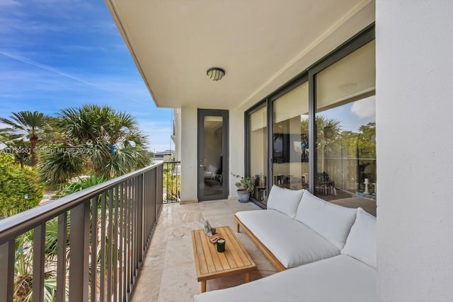 balcony featuring an outdoor living space