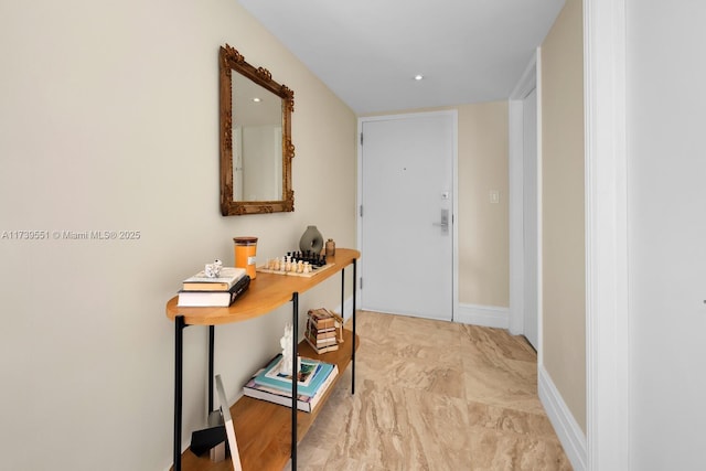 801 N Venetian Dr Unit 201, Miami, FL 33139 - hallway with baseboards and recessed lighting