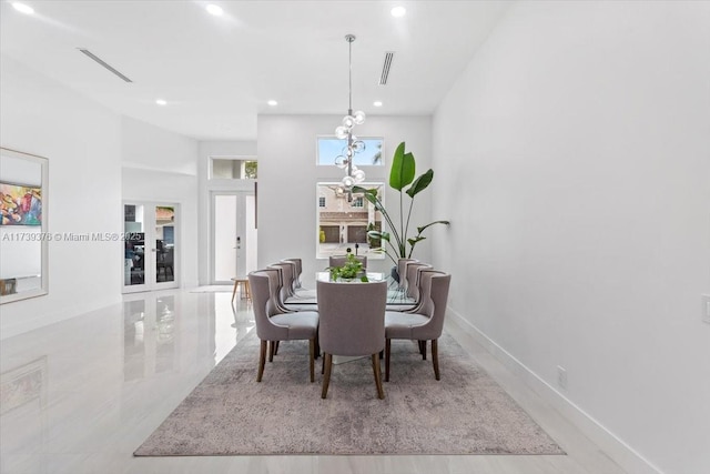 dining area with french doors