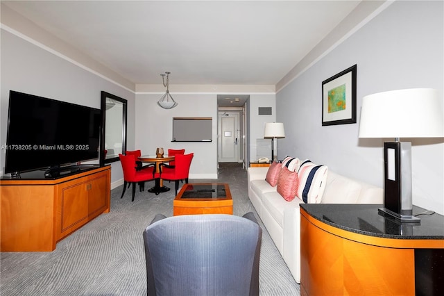 living room with carpet floors