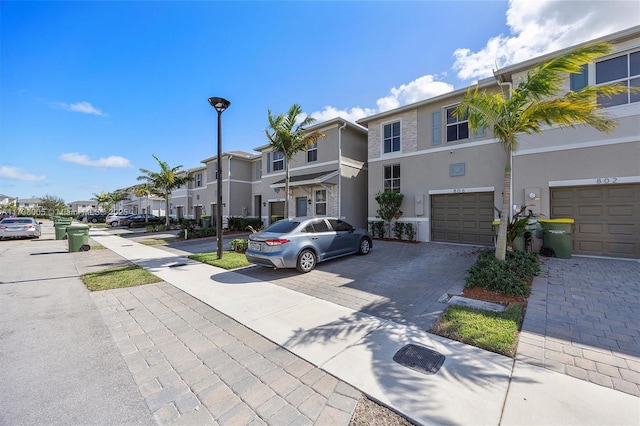 exterior space with a garage