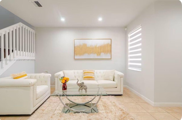 view of tiled living room