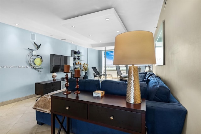 view of tiled living room