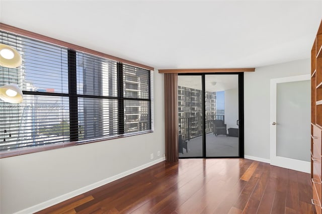 empty room featuring dark hardwood / wood-style flooring