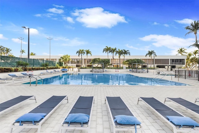 view of pool featuring a patio