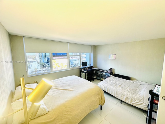 bedroom featuring tile patterned floors