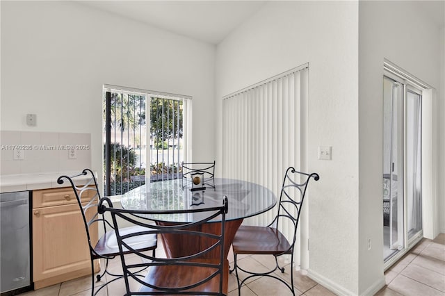 view of tiled dining room