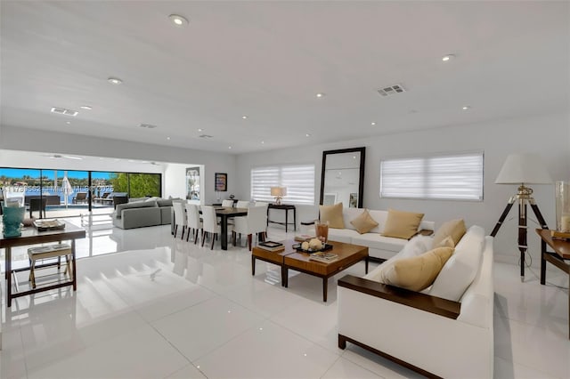 view of tiled living room