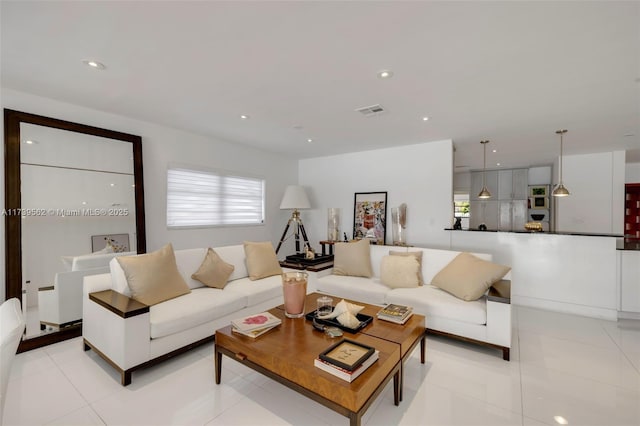 view of tiled living room