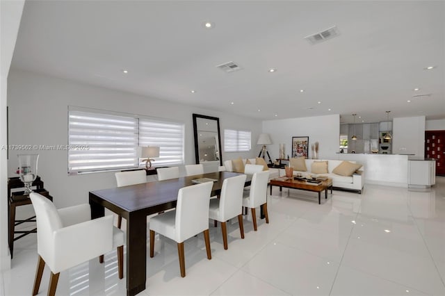 view of tiled dining room