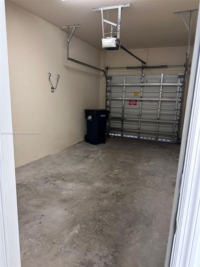 garage with a garage door opener