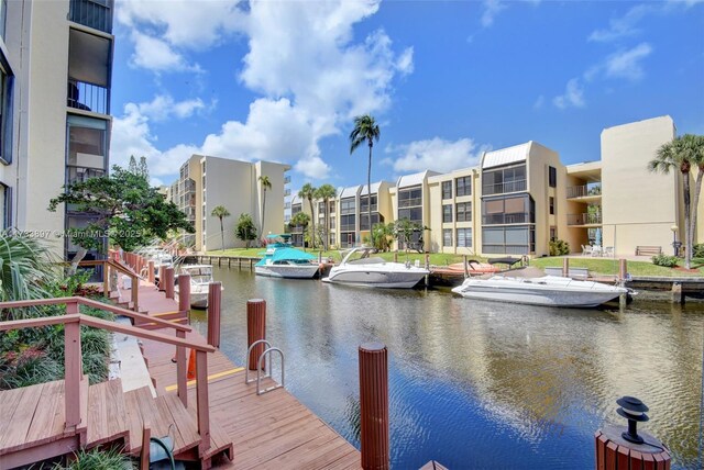 view of dock featuring a water view