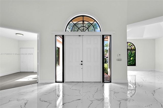 entryway featuring a towering ceiling