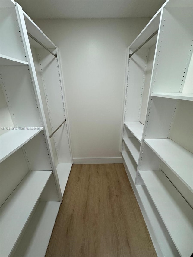 spacious closet with light wood-type flooring