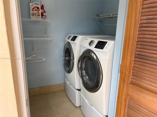 8317 SW 137th Ave Unit 8317, Miami, FL 33183 - washroom with washer and dryer and light tile patterned floors