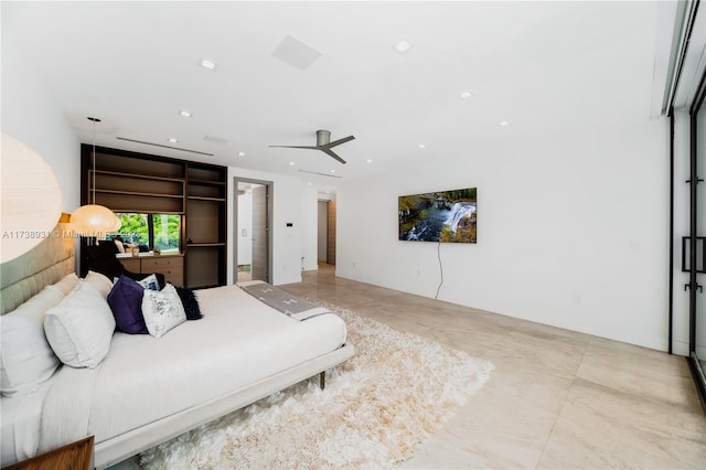 bedroom with recessed lighting