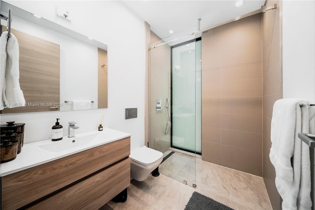 1823 SW 2nd Ct, Miami, FL 33129 - bathroom featuring vanity, walk in shower, and recessed lighting