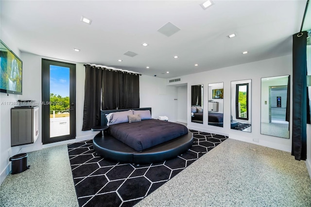 1823 SW 2nd Ct, Miami, FL 33129 - bedroom featuring access to exterior, speckled floor, and recessed lighting