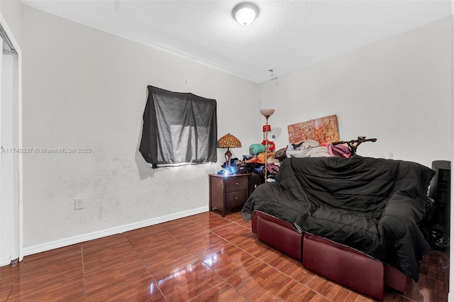 bedroom with a textured ceiling