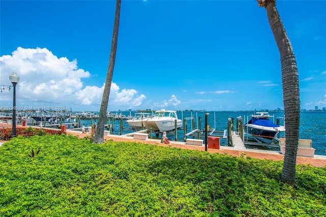 view of dock featuring a water view