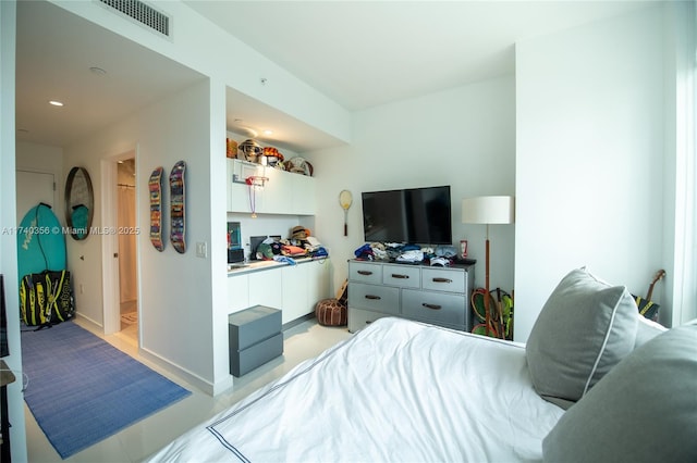 bedroom featuring visible vents and recessed lighting