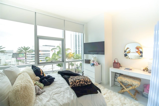 bedroom with expansive windows