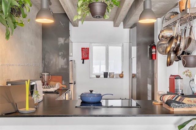 kitchen featuring stainless steel fridge and black electric cooktop