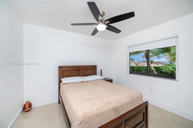 bedroom featuring ceiling fan