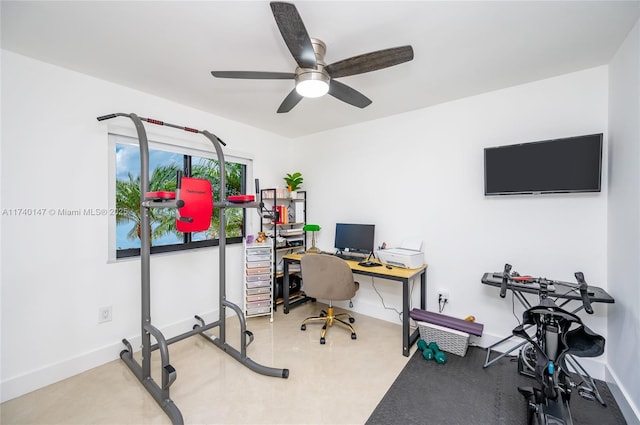 home office featuring ceiling fan