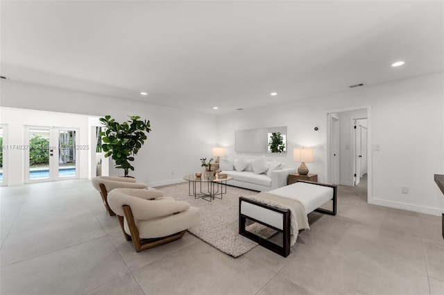 living room featuring french doors