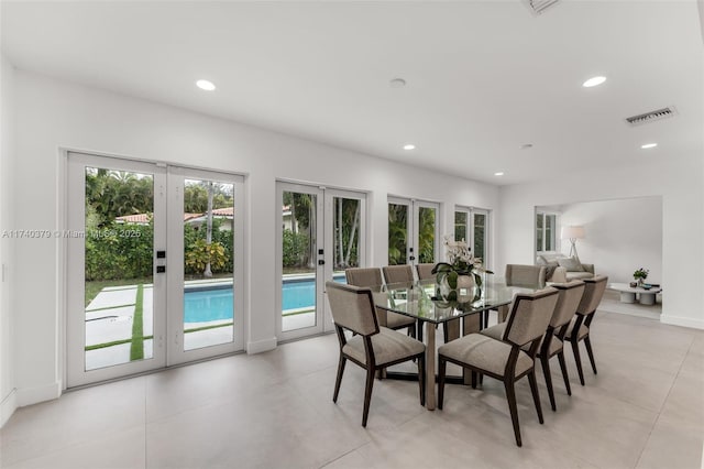 dining area featuring french doors