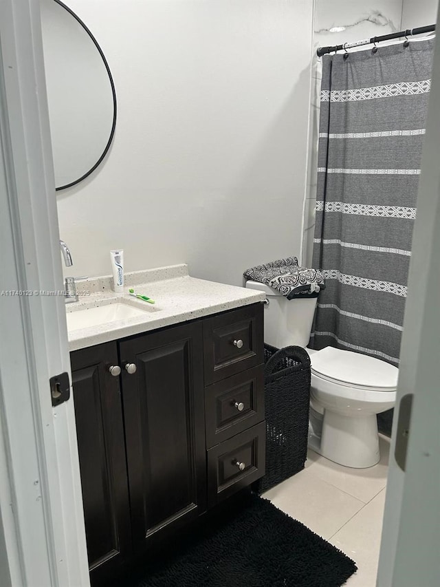15281 SW 153rd St, Miami, FL 33187 - full bath with toilet, a shower with shower curtain, vanity, and tile patterned floors