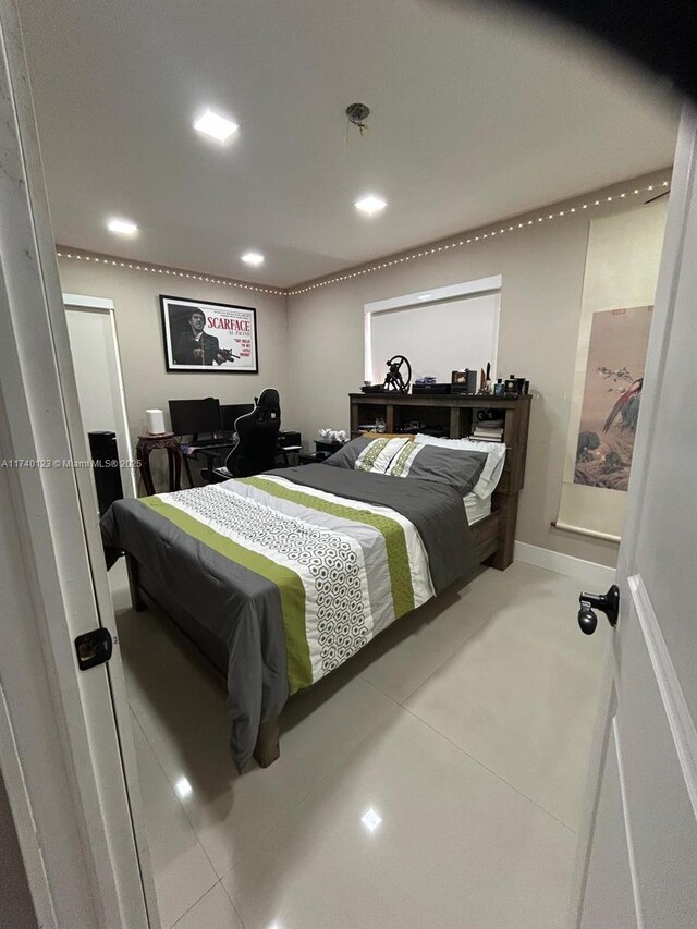 15281 SW 153rd St, Miami, FL 33187 - tiled bedroom with recessed lighting and baseboards