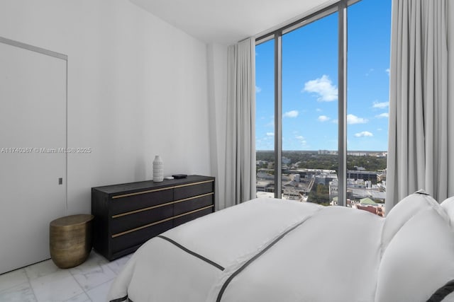 bedroom featuring floor to ceiling windows