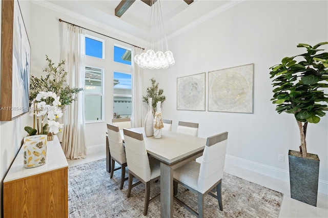 dining room with ornamental molding