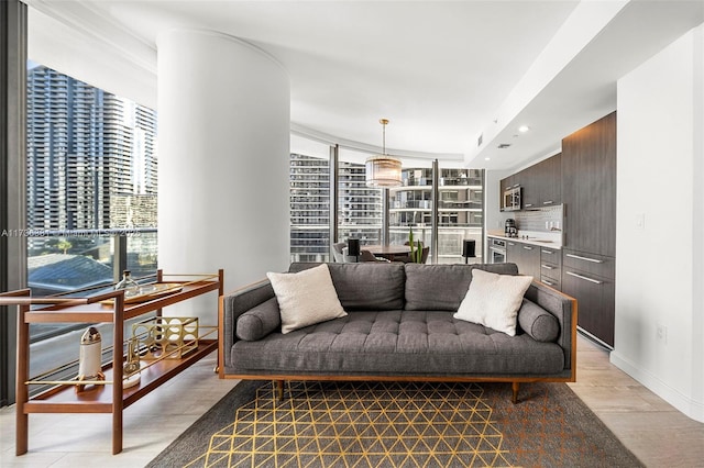 living room with light hardwood / wood-style floors