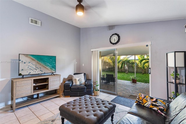 living room with light tile patterned floors