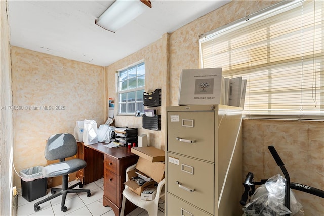 view of tiled office space