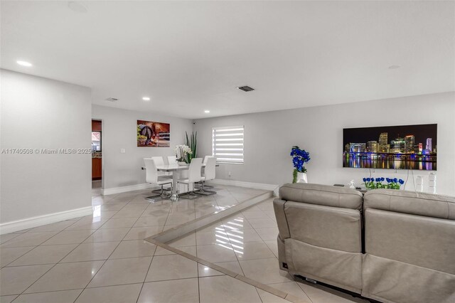 view of tiled living room