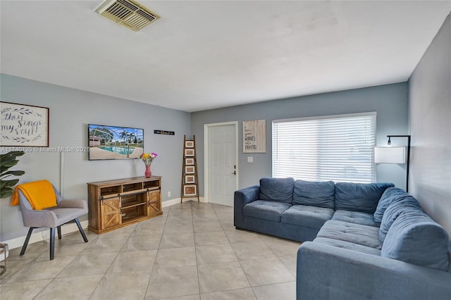 view of tiled living room