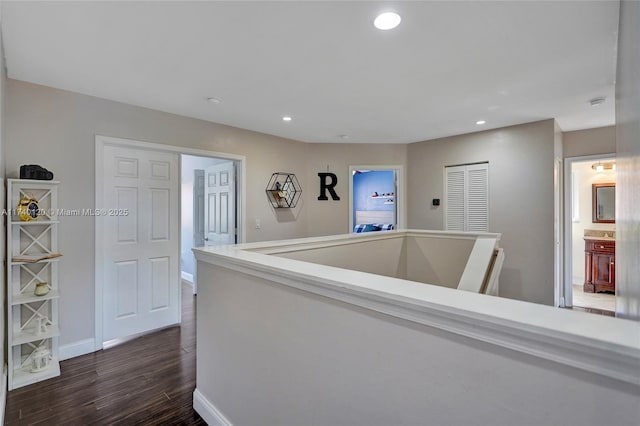 hall featuring dark hardwood / wood-style floors