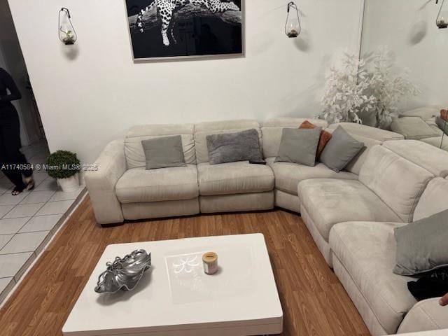 living room with hardwood / wood-style floors