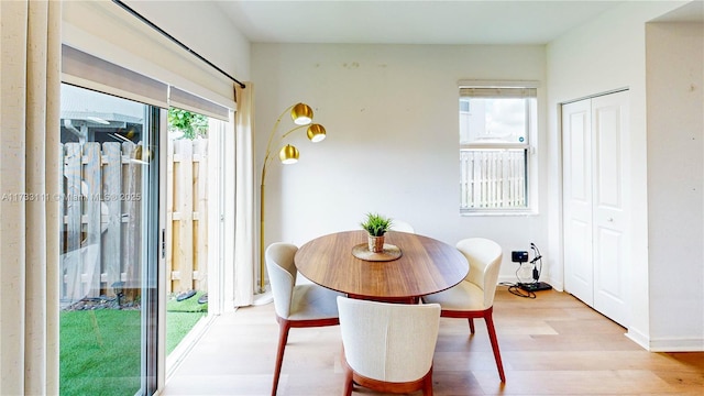 dining space featuring hardwood / wood-style flooring